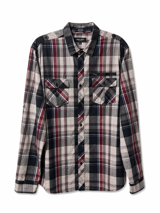 Eighty Eight Other - EIGHTY EIGHT,PLATINUM,LONG SLEEVE, RED,BLACK & GRAY,CHECKERED,MEN SHIRT,SIZE XXL